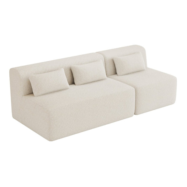 English Elm Upholstered Boucle Sofa with Lumbar Pillow Pocket Spring Seating for Living Room Beige N719P250550A