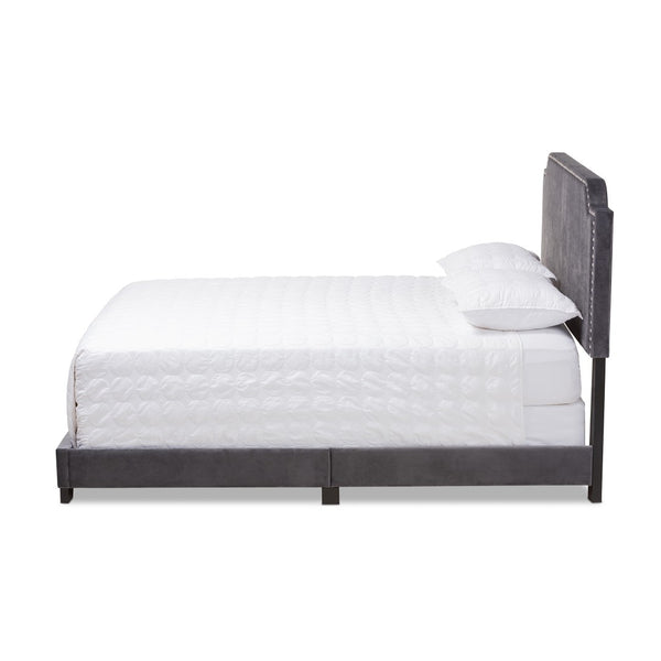Baxton Studio Baxton Studio Luxe Glamour Dark Grey Velvet Upholstered Bed – Elegant Design for Modern Bedrooms Darcy Queen Darcy-Grey-Queen