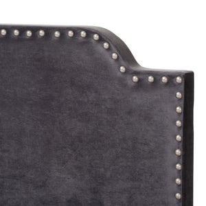 Baxton Studio Baxton Studio Darcy Luxe Dark Grey Velvet Full Bed – Plush Comfort & Glamorous Nailhead Design Darcy-Grey-Full