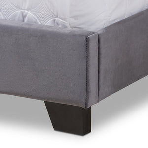 Baxton Studio Baxton Studio Darcy Luxe Dark Grey Velvet Full Bed – Plush Comfort & Glamorous Nailhead Design Darcy-Grey-Full