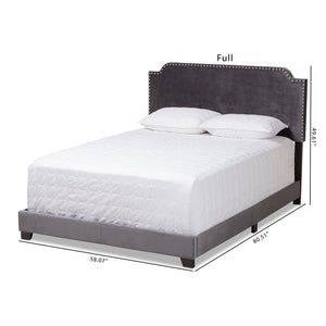 Baxton Studio Baxton Studio Darcy Luxe Dark Grey Velvet Full Bed – Plush Comfort & Glamorous Nailhead Design Darcy-Grey-Full