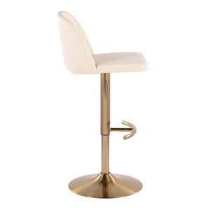 English Elm Contemporary Swivel Barstools Set of 2 Faux Leather Seats Gold Pedestal Base B202S01045