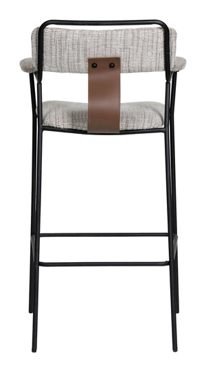 Zuo Modern Couva Barstool Set Of 2 - Stylish Gray Tweed Seating With Arms For Modern Home & Hospitality Decor Gray 100% Polyester,100% Polyurethane,Steel,Plywood 110937-zuo-modern