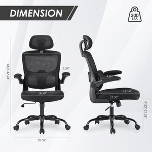 English Elm Ergonomic Office Chair - Adjustable High Back Desk Chair With Flip-Up Armrests For Ultimate Comfort T3623P380901