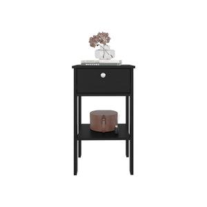 English Elm Wenge Nightstand with Drawer and Open Shelf — Compact 27.6"H Melamine Accent Table for Stylish Bedroom Storage (Wenge) B062P380074