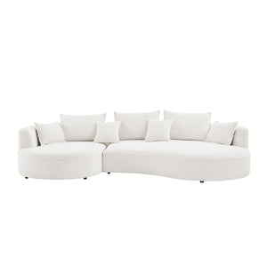 English Elm Curved Boucle Sectional Sofa - Elegant White Design For Modern Living Rooms & Comfortable Seating W876S00302