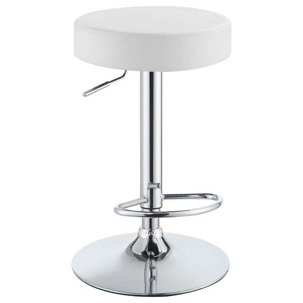 English Elm Ramses Adjustable Chrome Base White Backless Bar Stool — Sleek Leatherette Seat, Space-Saving Comfort B062P344918