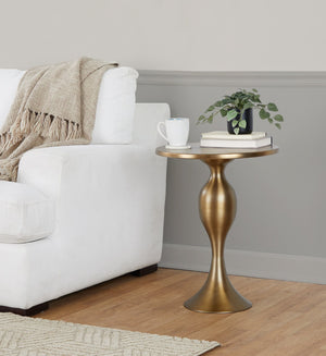 English Elm 24" Hourglass Spun Metal Side Table with Gleaming Plated Finish for Living Room Bronze B202P223398