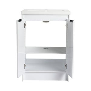 English Elm 24" Freestanding Bathroom Vanity With Premium Resin Sink - Modern Design & Ample Storage Solutions W999P312102