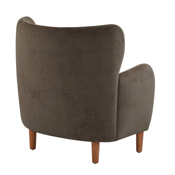 English Elm Christopher Knight Home® - Parmelee Upholstered Wingback Club chair in Velvet with Solid Wood Legs, Mid-Century Comfort Design Almond,Dark Brown,Teak 30.85 L x 30 W x 27 H N776P265764P