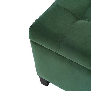 English Elm Upholstered Boucle Storage Bench Flip Top Lid Rubberwood Legs Bedroom Entryway Seating Retro Green N779P395018G