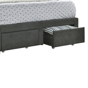 English Elm Newport Grey Upholstered 4-Drawer King Storage Bed - Tufted Headboard & Modern Comfort For Your Bedroom B062S00709