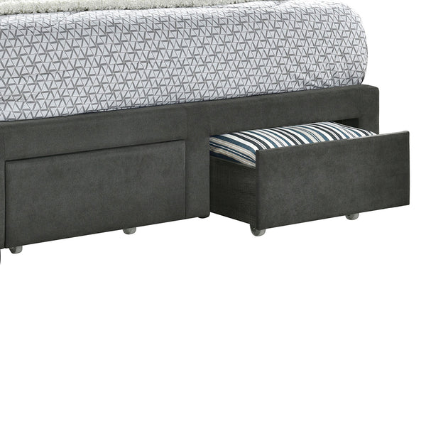 English Elm Newport Grey Upholstered 4-Drawer King Storage Bed - Tufted Headboard & Modern Comfort For Your Bedroom B062S00709