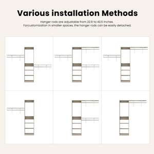 English Elm Closet Organizer: Heavy-Duty Wood Rack With 4 Adjustable Rods & 5 Shelves For 8-Foot Spaces T3623P409169