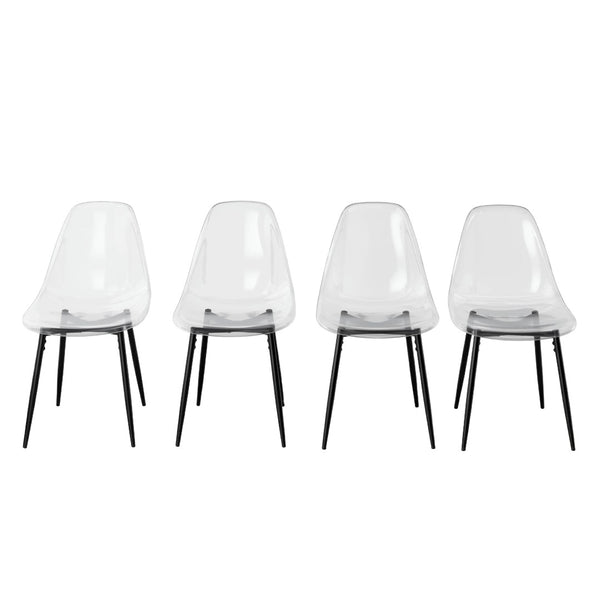 English Elm Pet Shell Dining Chairs Set of Four Clear Acrylic Modern Transparent Seating Black W3766P410239
