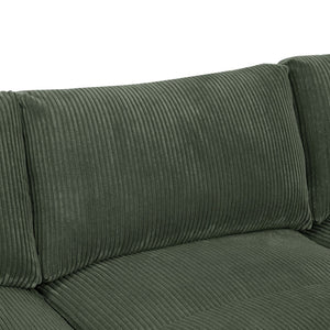 English Elm Large Corduroy Modular Sectional Sofa with Two Ottomans for Family Room Comfort Dark Green B2748S00042