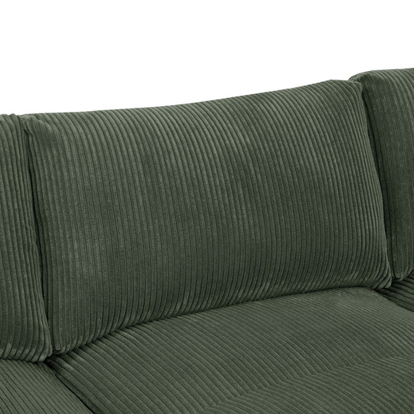 English Elm Large Corduroy Modular Sectional Sofa with Two Ottomans for Family Room Comfort Dark Green B2748S00042