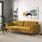 English Elm Ashcroft Furniture - Casey Mid Century Modern Gold Velvet Sofa