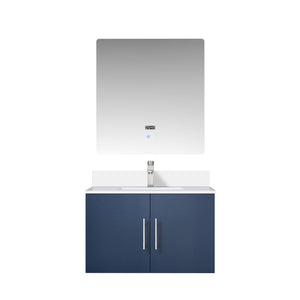English Elm Navy Blue Bath Vanity 30 in with Cultured Marble Top, Scratch-Resist Counter, Faucet & 30" LED Mirror B2731S01307