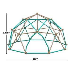 English Elm 12ft Steel Geodesic Climbing Dome with Hammock for Kids Outdoor Backyard Play N710P437090E