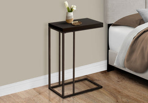 English Elm Accent C-Shaped Side Table with Thick Tempered Glass Top and Sturdy Metal Base for Living Rooms and Offices Espresso 26 L x 13 W x 5 H B2710P219183