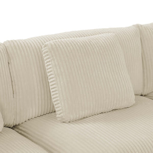 English Elm Large Corduroy Double Chaise Sectional Sofa with Lumbar Support for Spacious Living Rooms Beige B2748S00016
