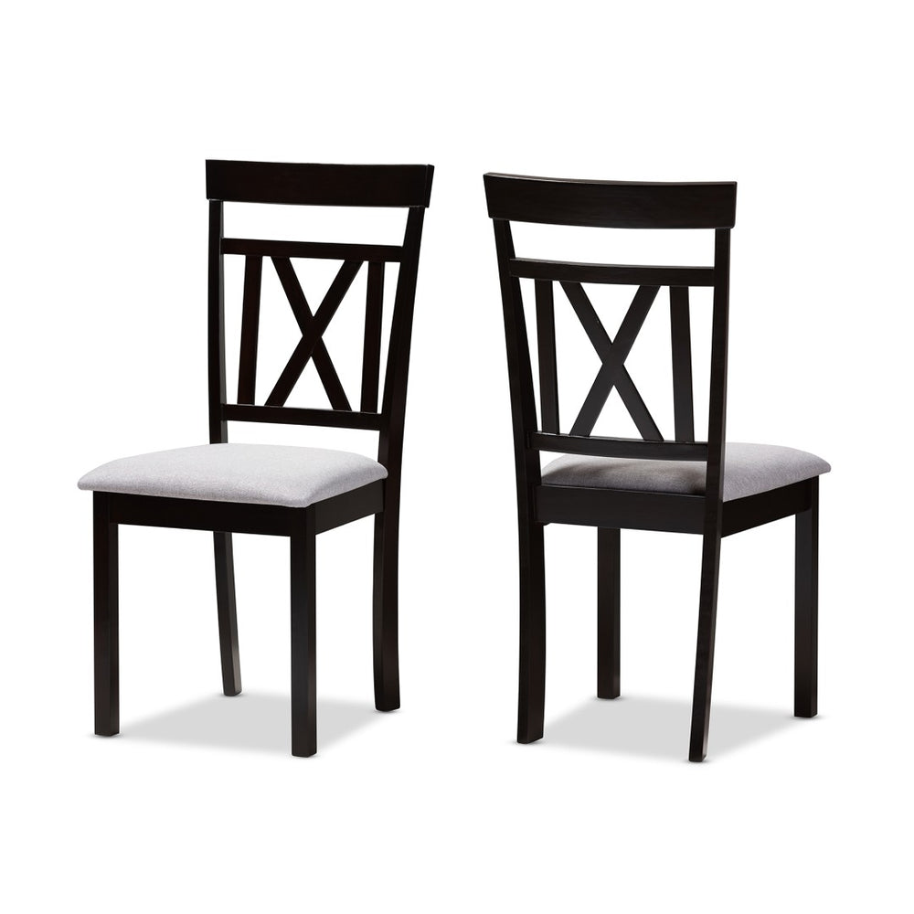 Baxton Studio Baxton Studio Rosie Dining Chair Set of 2 – Modern Grey Fabric Upholstered with Espresso Finish RH123C-Dark Brown/Grey-DC