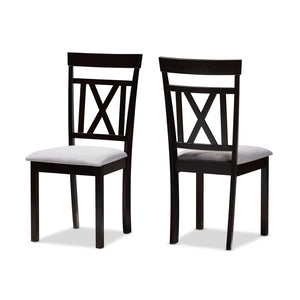 Baxton Studio Baxton Studio Rosie Dining Chair Set of 2 – Modern Grey Fabric Upholstered with Espresso Finish RH123C-Dark Brown/Grey-DC
