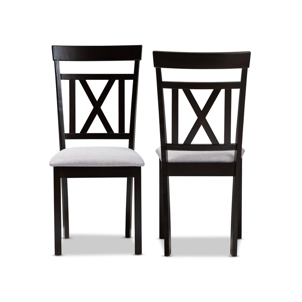 Baxton Studio Baxton Studio Rosie Dining Chair Set of 2 – Modern Grey Fabric Upholstered with Espresso Finish RH123C-Dark Brown/Grey-DC