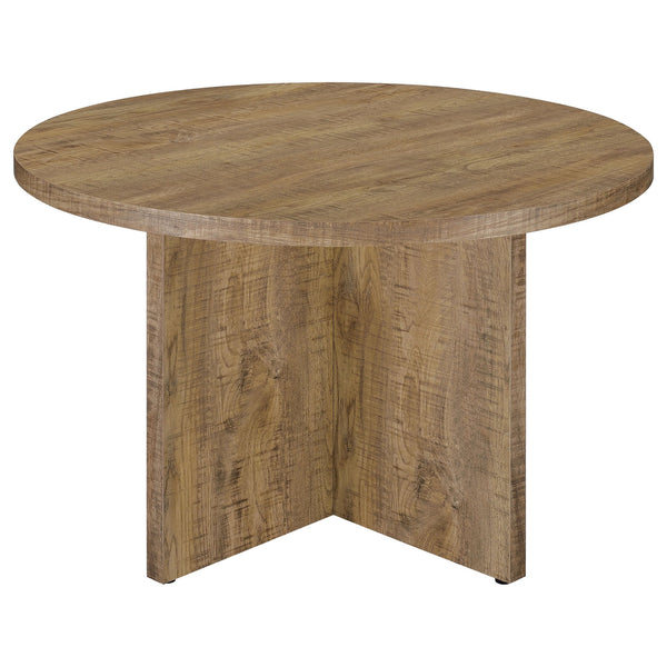 English Elm Larrabee Mango Round Dining Table - Modern Rustic Design With Geometric Base For Stylish Entertaining B062P353241