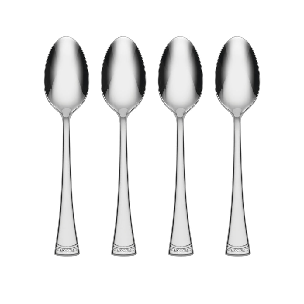Lenox Portola Mirror Finish Cocktail Spoons Set of 4 Stainless Steel Beaded Handle Bar 896001