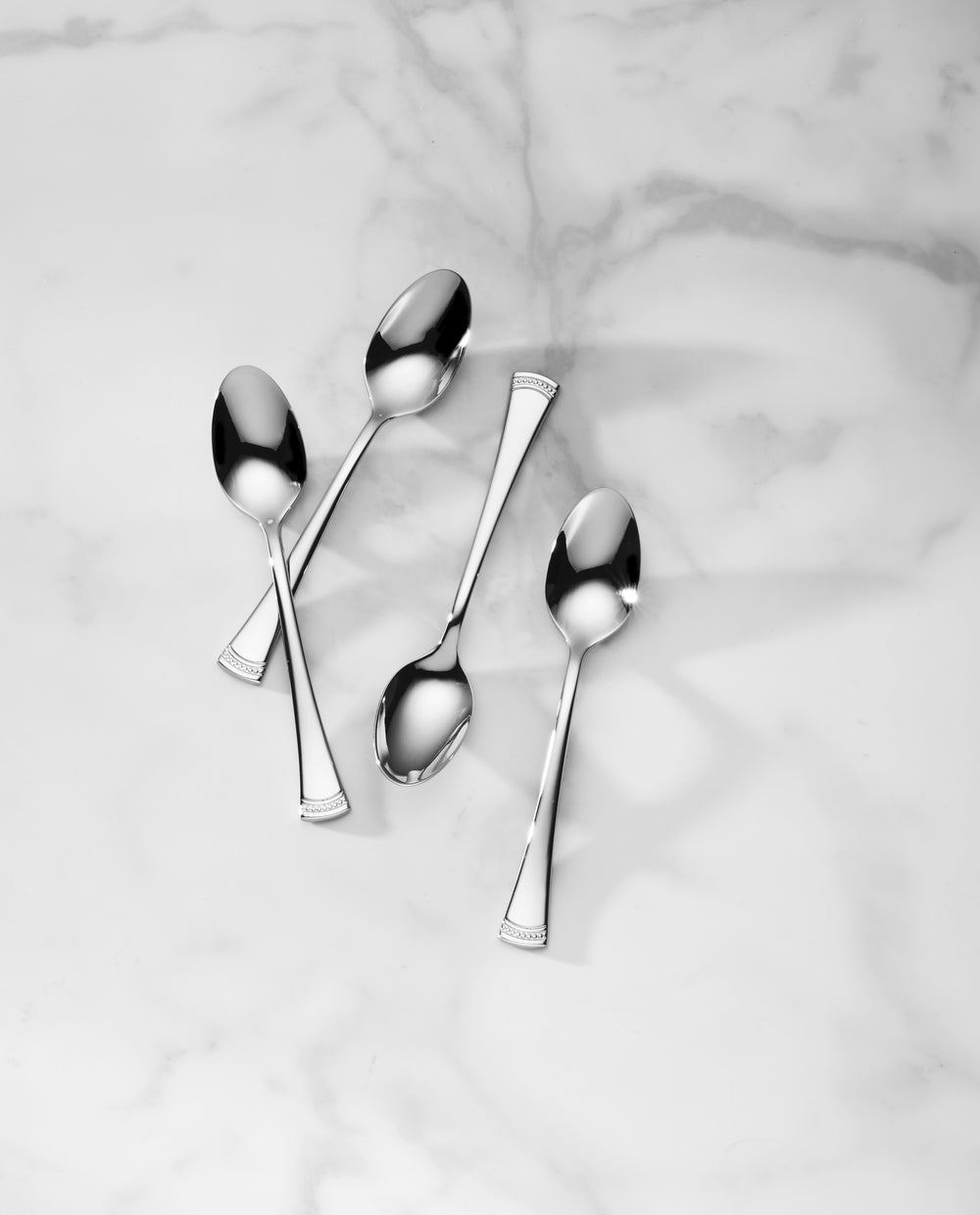 Lenox Portola Mirror Finish Cocktail Spoons Set of 4 Stainless Steel Beaded Handle Bar 896001