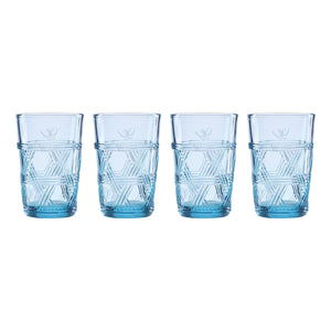 Lenox Butterfly Meadow Blue Tinted Glass Tumblers with Raised Basketweave Relief Set of 4 896070