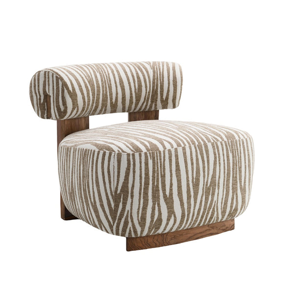 English Elm 1Pc Accent Chair - Beige Zebra Stripe Fabric With High-Density Foam & Walnut Legs For Modern Living Spaces B2741P401400