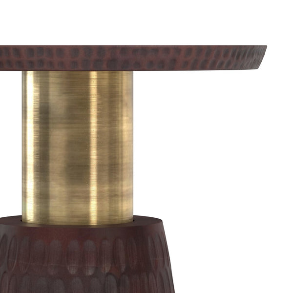 English Elm Breanna Hand-carved Mango Wood Round Side Table with Gold Accent for Modern Interiors B136P414658