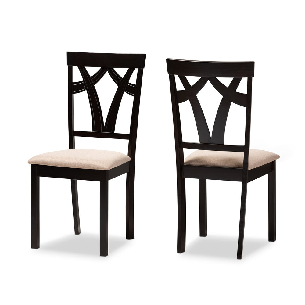 Baxton Studio Baxton Studio Sylvia Set of 2 Modern Sand Upholstered Dining Chairs with Espresso Finish Design RH146C-Dark Brown/Sand-DC