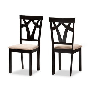 Baxton Studio Baxton Studio Sylvia Set of 2 Modern Sand Upholstered Dining Chairs with Espresso Finish Design RH146C-Dark Brown/Sand-DC