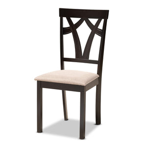 Baxton Studio Baxton Studio Reagan 5-Piece Modern Dining Set with Plush Sand Upholstered Chairs & Sculptural Table Reagan-Dark Brown/Sand-5PC Dining Set