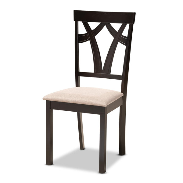 Baxton Studio Baxton Studio Reagan 5-Piece Modern Dining Set with Plush Sand Upholstered Chairs & Sculptural Table Reagan-Dark Brown/Sand-5PC Dining Set
