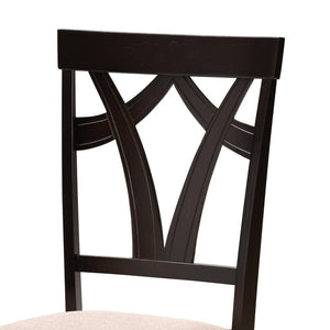 Baxton Studio Baxton Studio Reagan 5-Piece Modern Dining Set with Plush Sand Upholstered Chairs & Sculptural Table Reagan-Dark Brown/Sand-5PC Dining Set