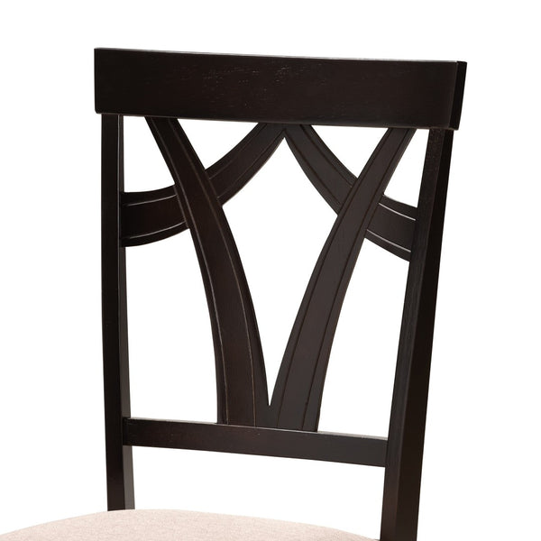 Baxton Studio Baxton Studio Reagan 5-Piece Modern Dining Set with Plush Sand Upholstered Chairs & Sculptural Table Reagan-Dark Brown/Sand-5PC Dining Set