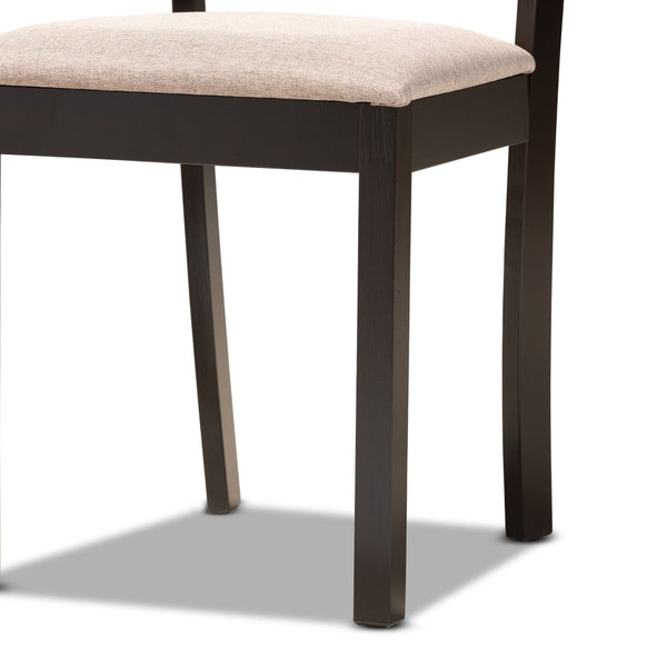 Baxton Studio Baxton Studio Reagan 5-Piece Modern Dining Set with Plush Sand Upholstered Chairs & Sculptural Table Reagan-Dark Brown/Sand-5PC Dining Set