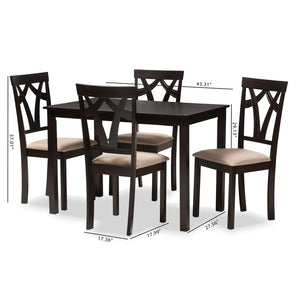 Baxton Studio Baxton Studio Sylvia 5-Piece Dining Set: Modern Espresso Table & Sand Upholstered Chairs for Comfort RH146C-Dark Brown/Sand Dining Set