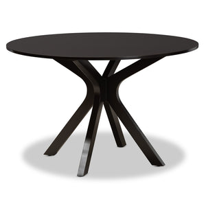 Baxton Studio Baxton Modern Transitional Grey Fabric Dining Set with Dark Brown Wood Table and Chairs for Comfort Carlin 7-Piece Carlin-Grey/Dark Brown-7PC Dining Set
