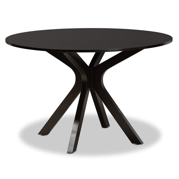Baxton Studio Baxton Modern Transitional Grey Fabric Dining Set with Dark Brown Wood Table and Chairs for Comfort Carlin 7-Piece Carlin-Grey/Dark Brown-7PC Dining Set