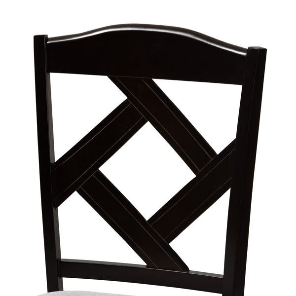Baxton Studio Baxton Modern Transitional Grey Fabric Dining Set with Dark Brown Wood Table and Chairs for Comfort Carlin 7-Piece Carlin-Grey/Dark Brown-7PC Dining Set