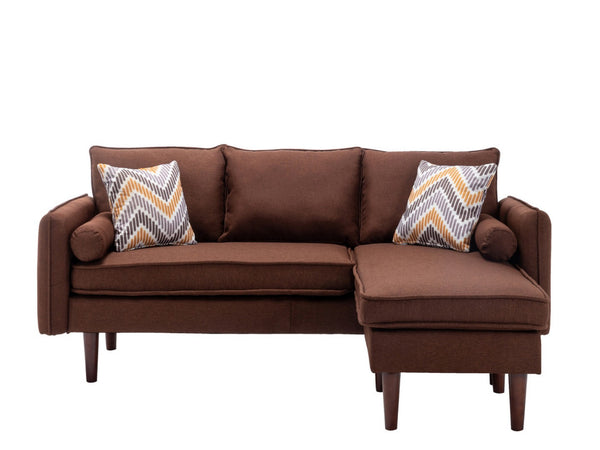 English Elm Mia Upholstered Sectional Sofa with Reversible Chaise Usb Ports and Pocket Coil Seats Brown B06178040