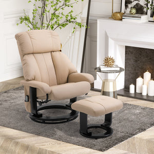 English Elm Homcom Massage Recliner Chair With Ottoman, 10-Point Vibration, 360° Swivel, Pu Leather Comfort W2225P217945