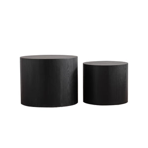 English Elm Nesting Coffee Tables Set of 2 Round Mdf Woodgrain Modern Accent for Living Room Black W3081P360443