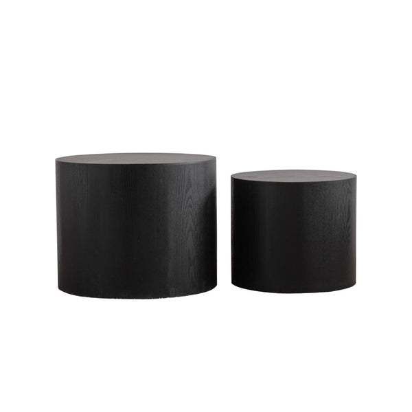 English Elm Nesting Coffee Tables Set of 2 Round Mdf Woodgrain Modern Accent for Living Room Black W3081P360443